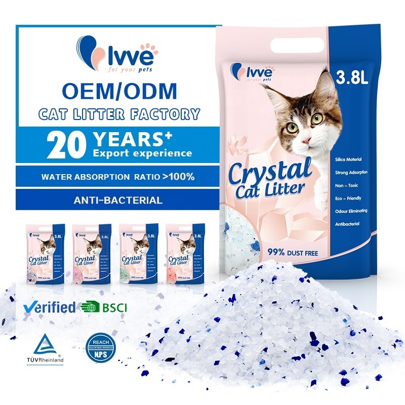 Premium Best Clean Crystal Cat Litter Silica Gel Crystal Pet Products OEM Cat Litter Accessories