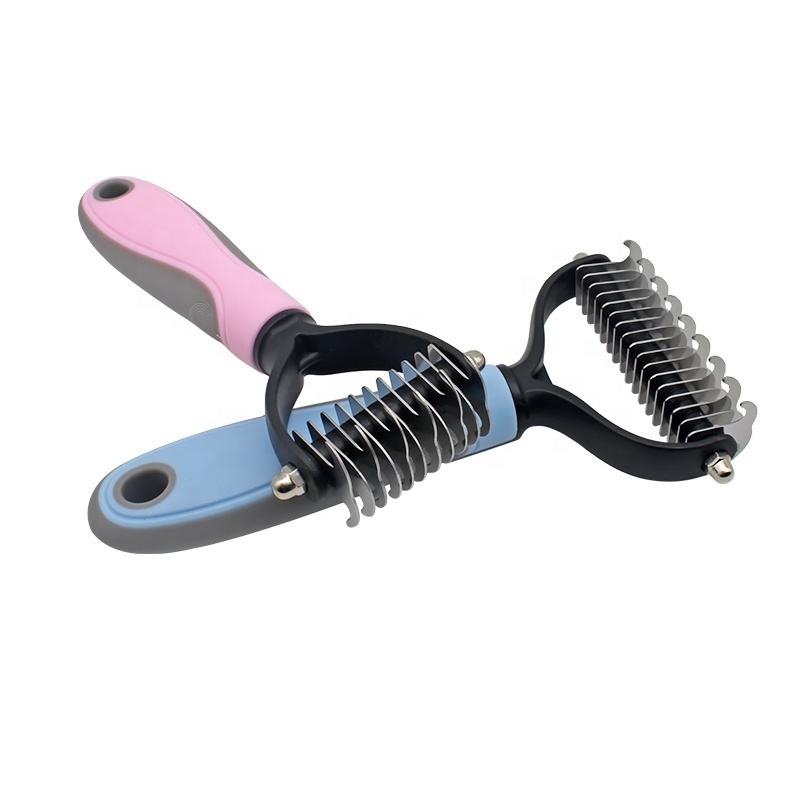 Pet hair removal deshedding cat stainless steel pet lice combs dog grooming dematting comb for cats and dog