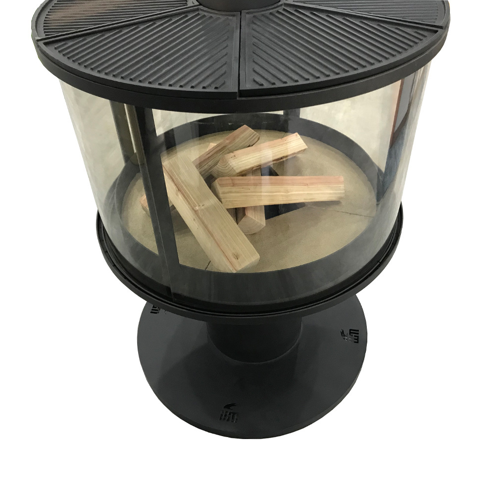 Factory supply outerdoor wood burning stove with round glass