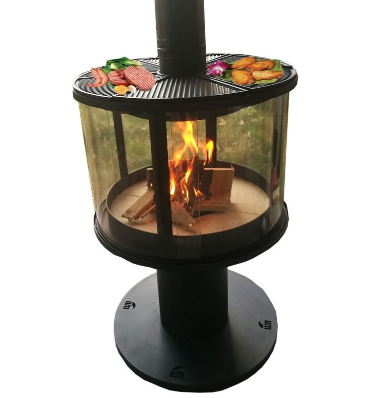 Best selling and new arrival commercial customized logo outdoor wood burning stoves with chimney