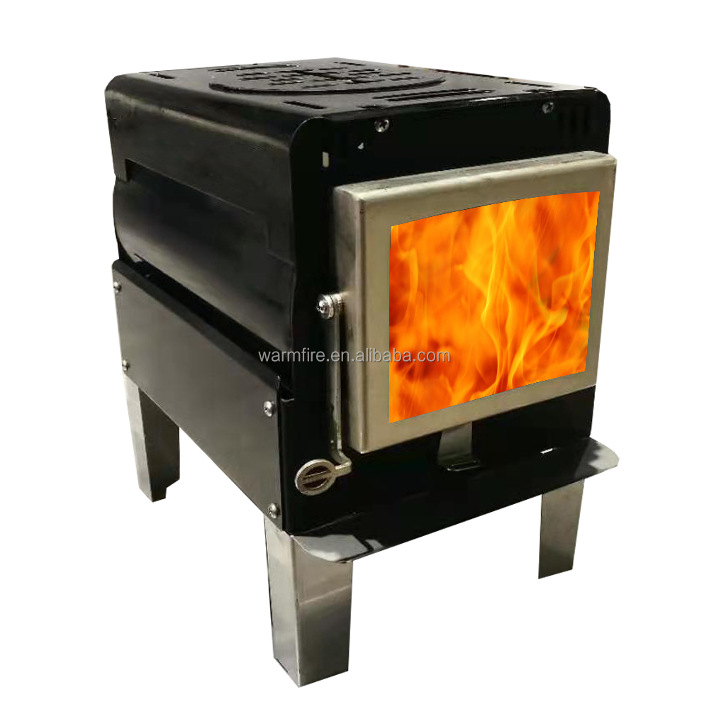 Manufacturer directly supply camping wood stove with chimney tent stove wood burning