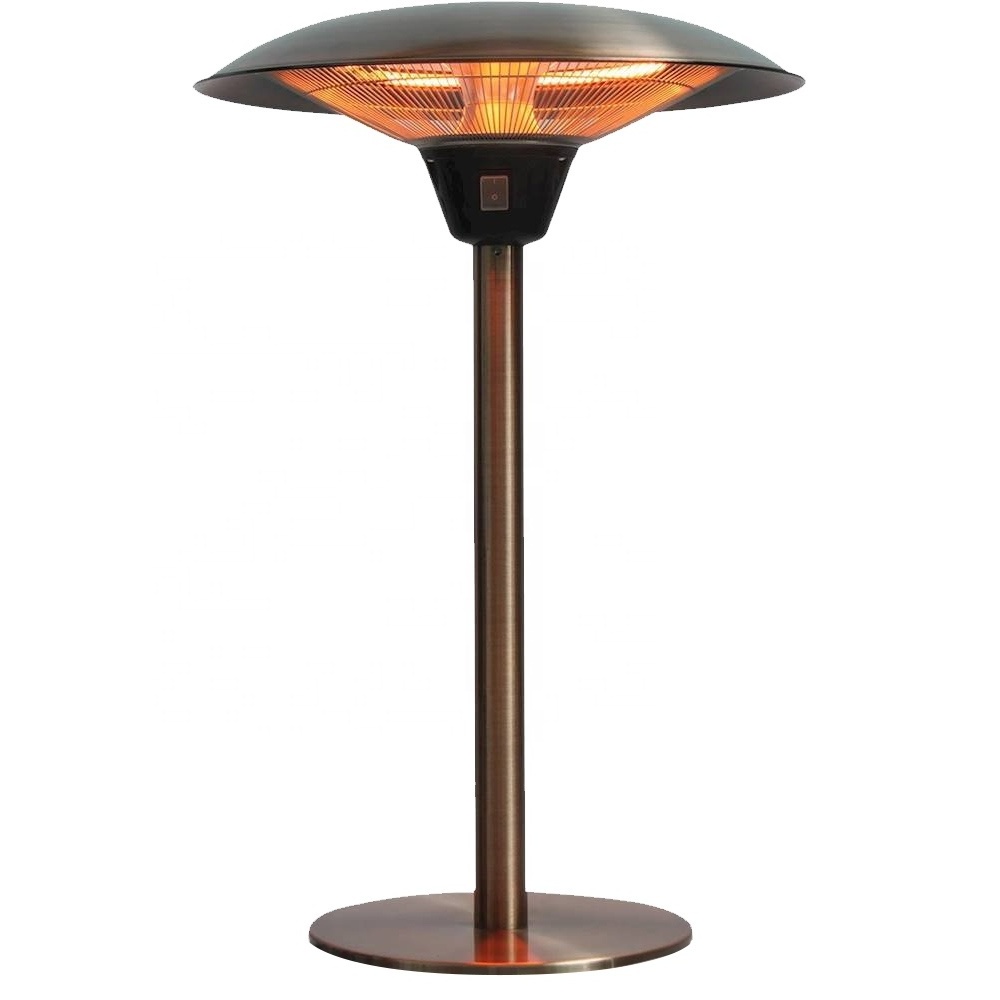 Infrared Electric Outdoor Heater Portable Heater 5100 BTU Table Top Round Halogen Patio Heater Brushed Copper