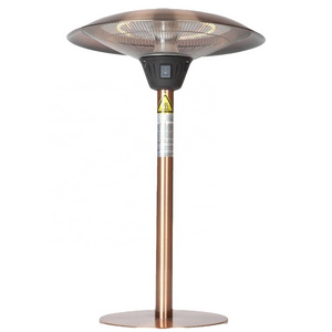 Infrared Electric Outdoor Heater Portable Heater 5100 BTU Table Top Round Halogen Patio Heater Brushed Copper