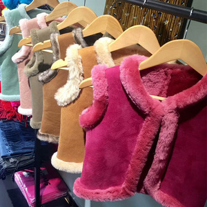 Cute Real Fur Kids Coat Custom Shearling Sheepskin Pink Lamb Fur Vest