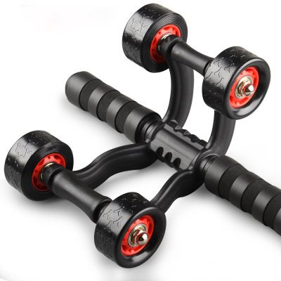 High Quality Home Fitness Equipment Four PU Wheels Double Bearing Ab Exercise Roller Wheel For Abdominal