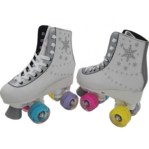 OEM accept PU flashing wheel roller shoes White color design Soy luna patines quad roller skates shoes