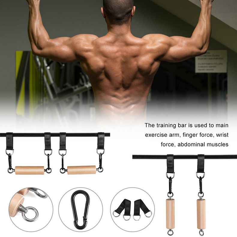 Custom Gym Exercise Equipment Pull Up wood handle Bar Hold Grip Back Strength Training Hand Grip