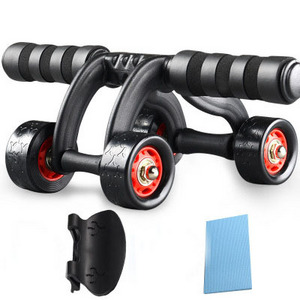 High Quality Home Fitness Equipment Four PU Wheels Double Bearing Ab Exercise Roller Wheel For Abdominal