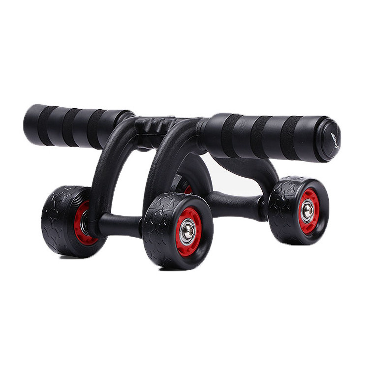 High Quality Home Fitness Equipment Four PU Wheels Double Bearing Ab Exercise Roller Wheel For Abdominal