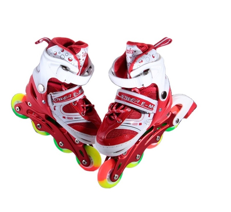 Hot Selling New Design PU Flash Wheel inline skates Retractable Kids Adjustable Roller Skates Shoes