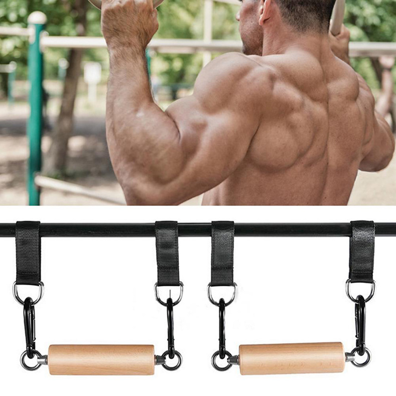 Custom Gym Exercise Equipment Pull Up wood handle Bar Hold Grip Back Strength Training Hand Grip