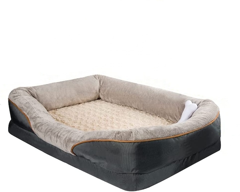 Premium Orthopedic Memory Foam Dog Bed Waterproof Liner Pet Wooden Bed with Washable Removable Cover