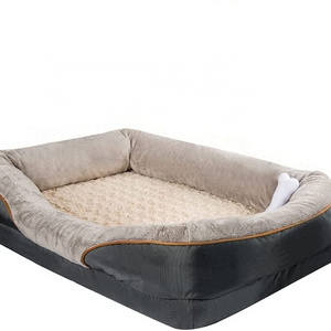 Premium Orthopedic Memory Foam Dog Bed Waterproof Liner Pet Wooden Bed with Washable Removable Cover