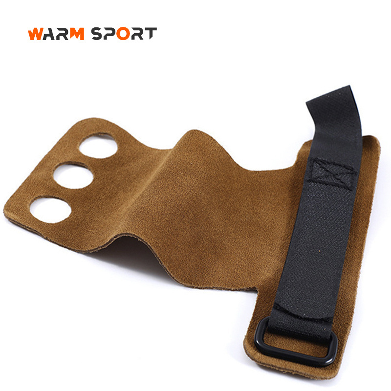 High Quality Gym Training Workout Heavy Power Lifting  3 Hole Leather Pull Up Gymnastics Hand Grips