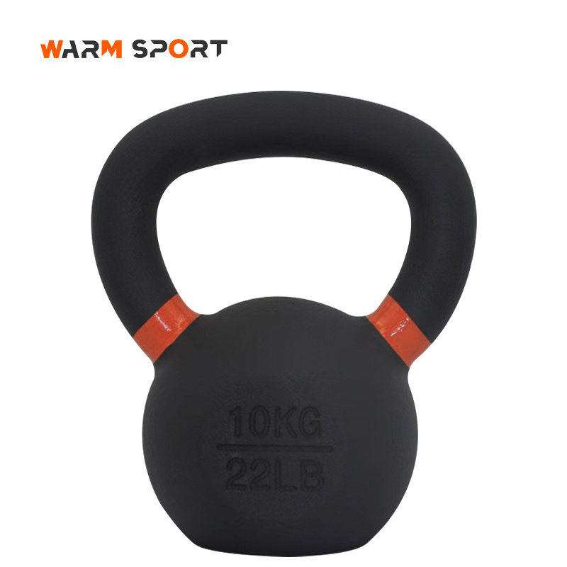 High Quality Custom Logo Strength Training Weight Lifting 4-32 KG Power Coated Cast Iron Kettlebell With Color Rings