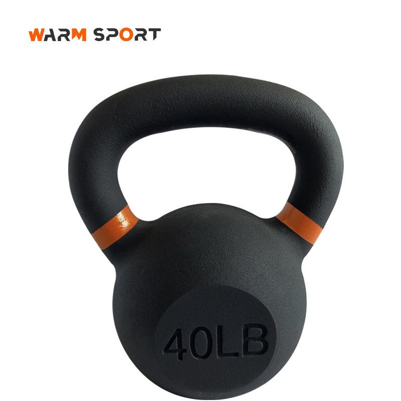 High Quality Custom Logo Strength Training Weight Lifting 4-32 KG Power Coated Cast Iron Kettlebell With Color Rings