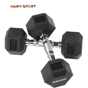 Nantong Hot Sale Gym Equipment Custom Logo 2.5-50 KG Black Rubber Coated Cast Iron Hex Dumbbells