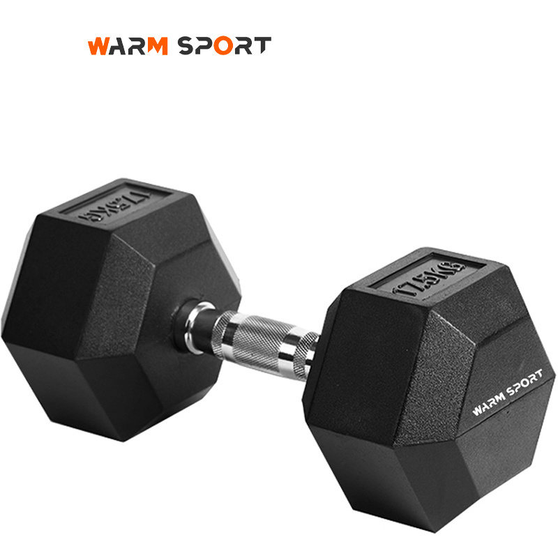 Nantong Hot Sale Gym Equipment Custom Logo 2.5-50 KG Black Rubber Coated Cast Iron Hex Dumbbells