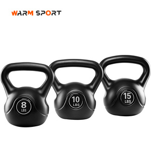 Factory Gym Strength Training Custom Different Weight 16KG 20KG 24KG LBS Black Sand Filled Plastic Cement Kettlebell