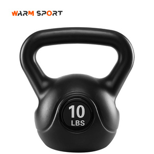 High Quality Home Fitness Equipment 2 4 6 8 10 12 KG Black Sand Filled Plastic Cement Kettlebell