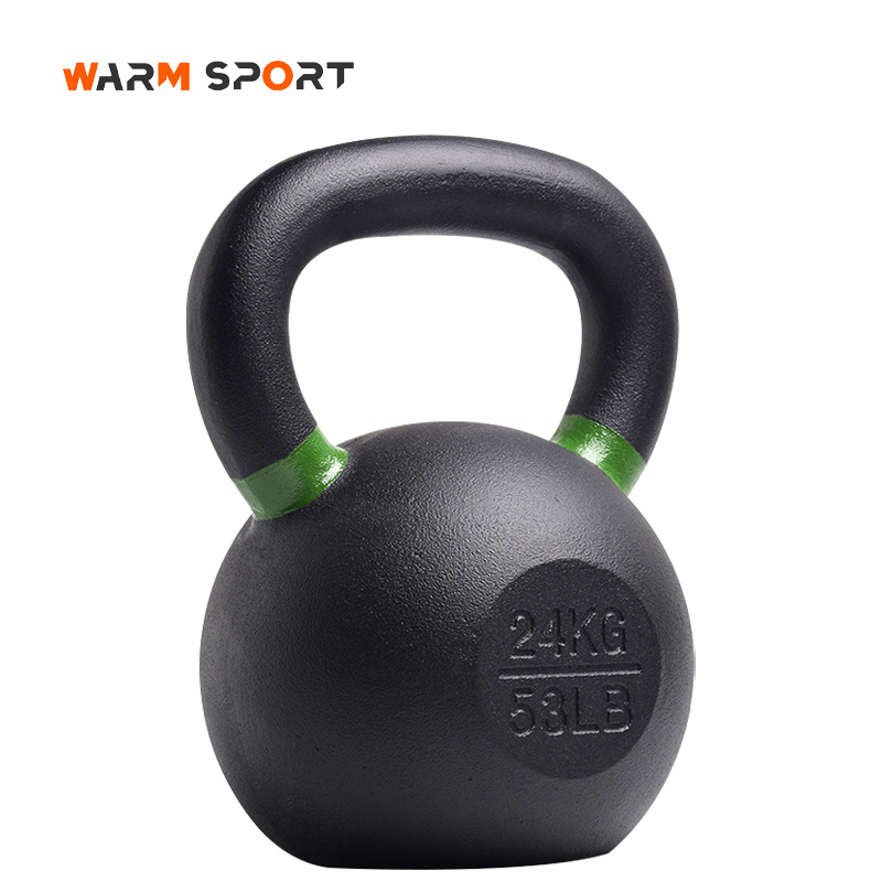 High Quality Custom Logo Strength Training Weight Lifting 4-32 KG Power Coated Cast Iron Kettlebell With Color Rings