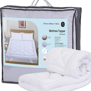 Warmtex Mattress Topper Double Bed, 10cm Thick, White Super Soft 100% Polyester Microfiber Fluffy&Comfy Breathable