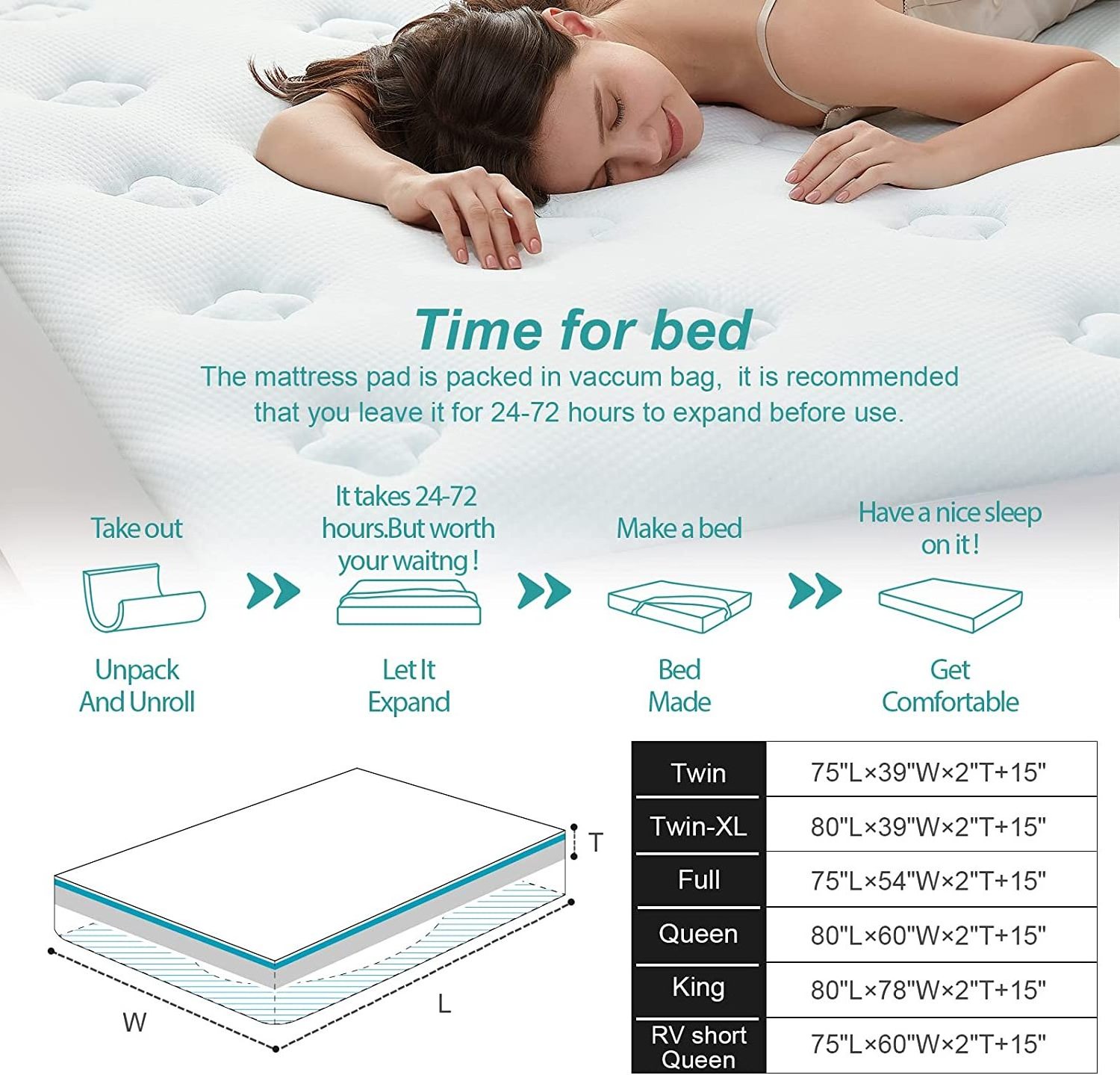 Full Mattress Pad Memory Foam, Cooling Mattress Topper Full Size Bed with Deep Pocket, Breathable Air Mattress bed Cover