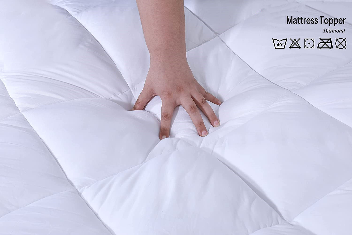 Warmtex Mattress Topper Double Bed, 10cm Thick, White Super Soft 100% Polyester Microfiber Fluffy&Comfy Breathable