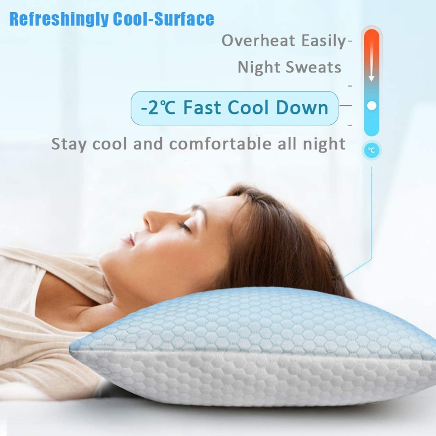 Cooling Pillow Cases cover for Night Sweats and Hot Flashes, Q- Ice Silk Pillowcase with Hidden Zipper pillow sham