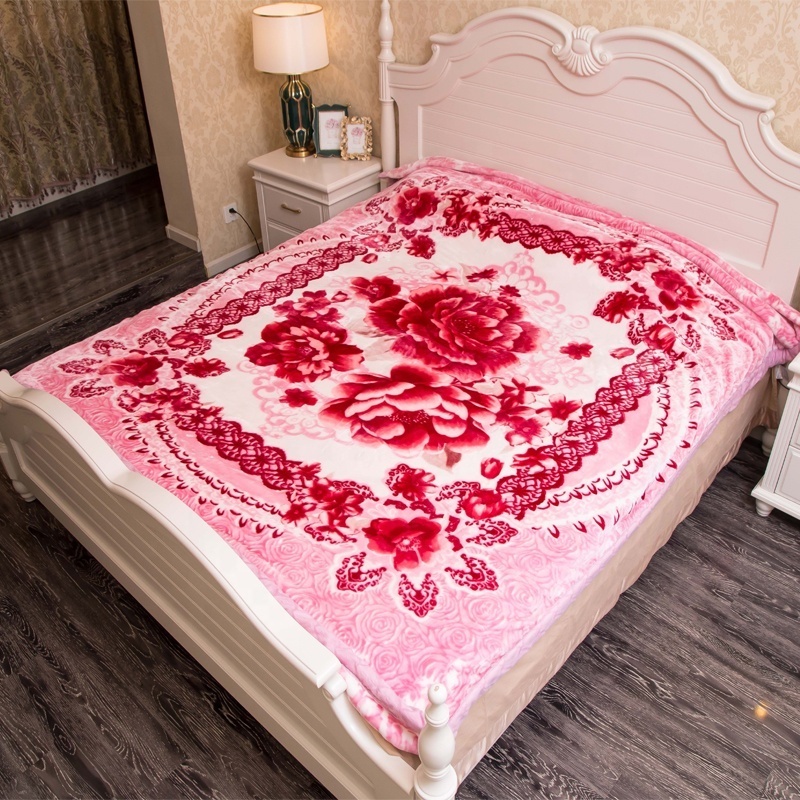 Weighted King size Throw embossed blossom flower printed arab fashionheavy korean blanket