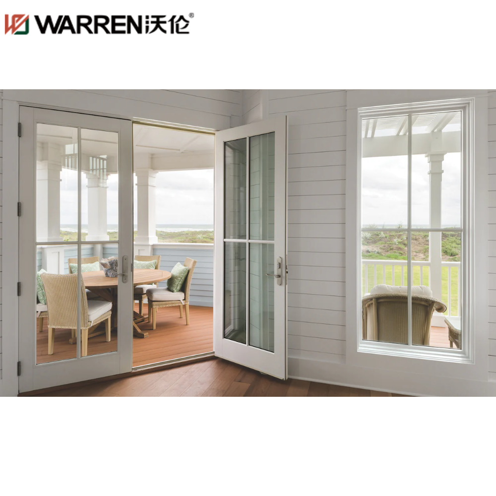 Warren 60x68 French Aluminium Triple Glass White Interior Double Door Interior