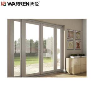 Warren 40x80 French Aluminium Frosted Glass Brown Double Storm Door For Sale