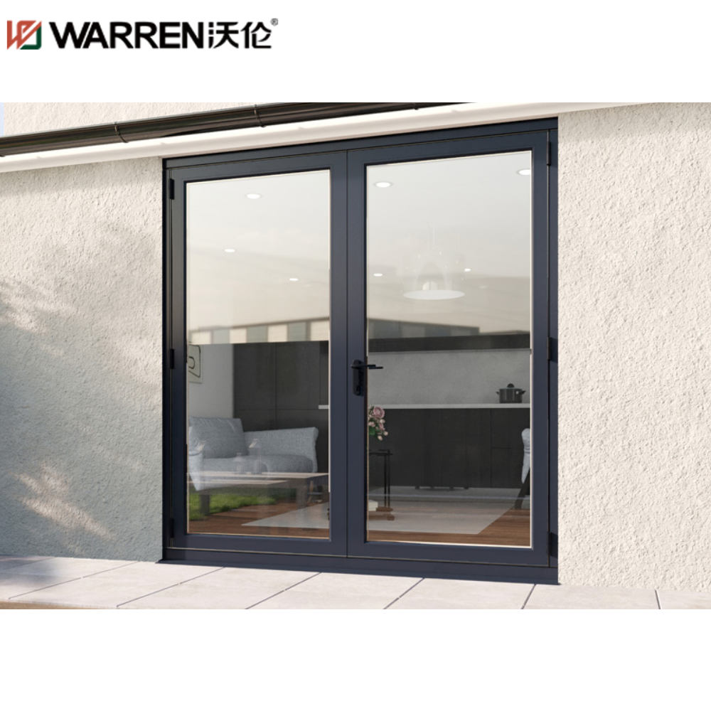 Warren 32x80 French Aluminium Frosted Glass Green Double Prehung Door Wide Exterior