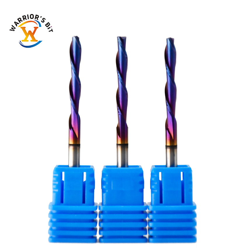 2Flutes spiral down cut bit for wood with DLC Coating cnc router bit carbide end mills