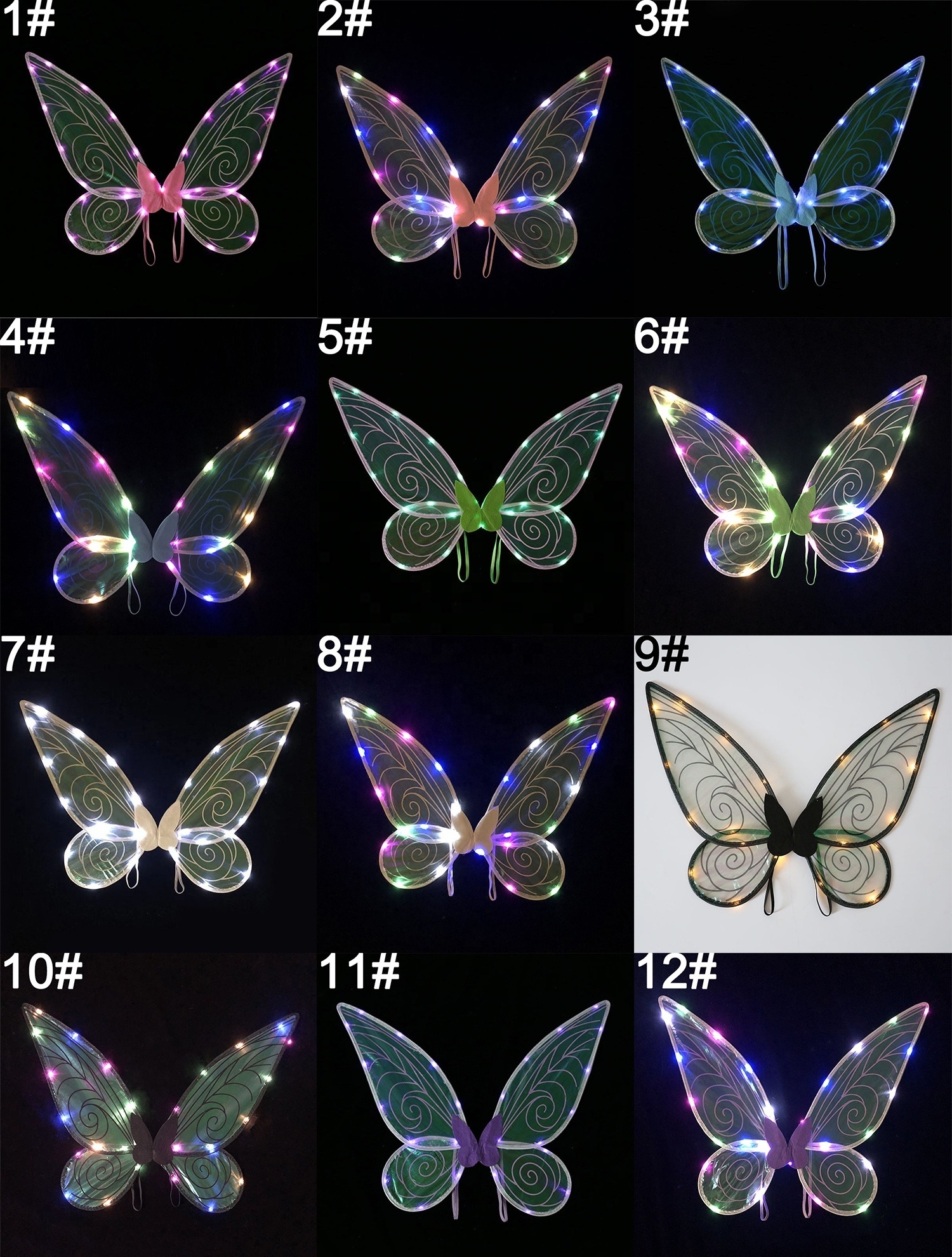 Led Angel Wings Light Up Fairy Wings for Kids LED Butterfly Wings for Girls Women Halloween Costume Dress Up Gifts for Kids