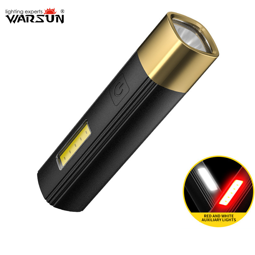 WARSUN Portable plastic Cob Telescopic Power bank Rechargeable Plastic Flashlight Torches 180lm XPE IPX4 LDB