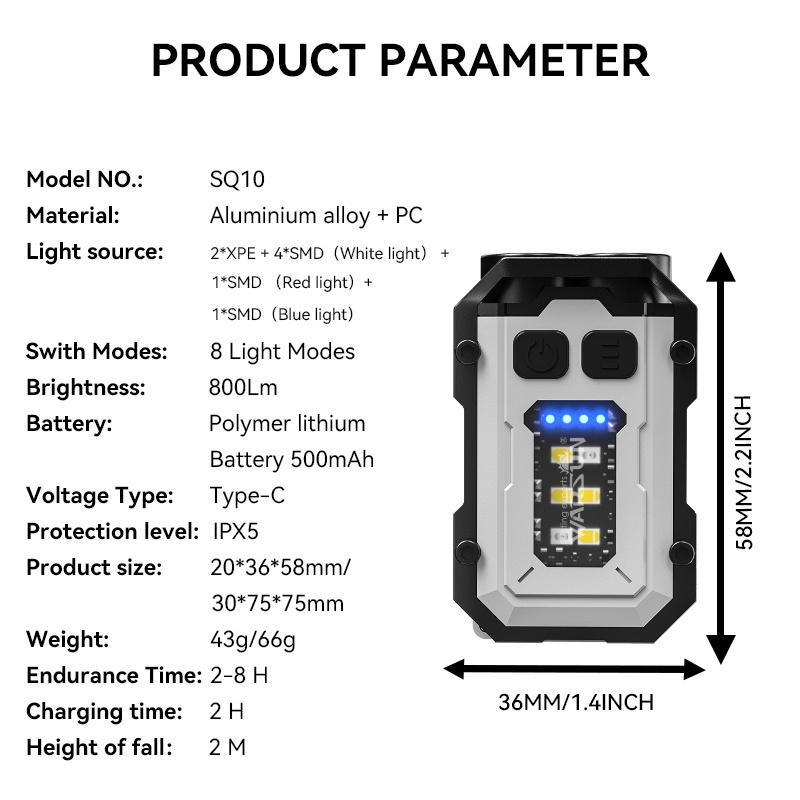 Warsun G9  Pocket New Design Rechargeable Torch 1000 Lumen Power Bank Aluminium Portable Multi-color Flashlight