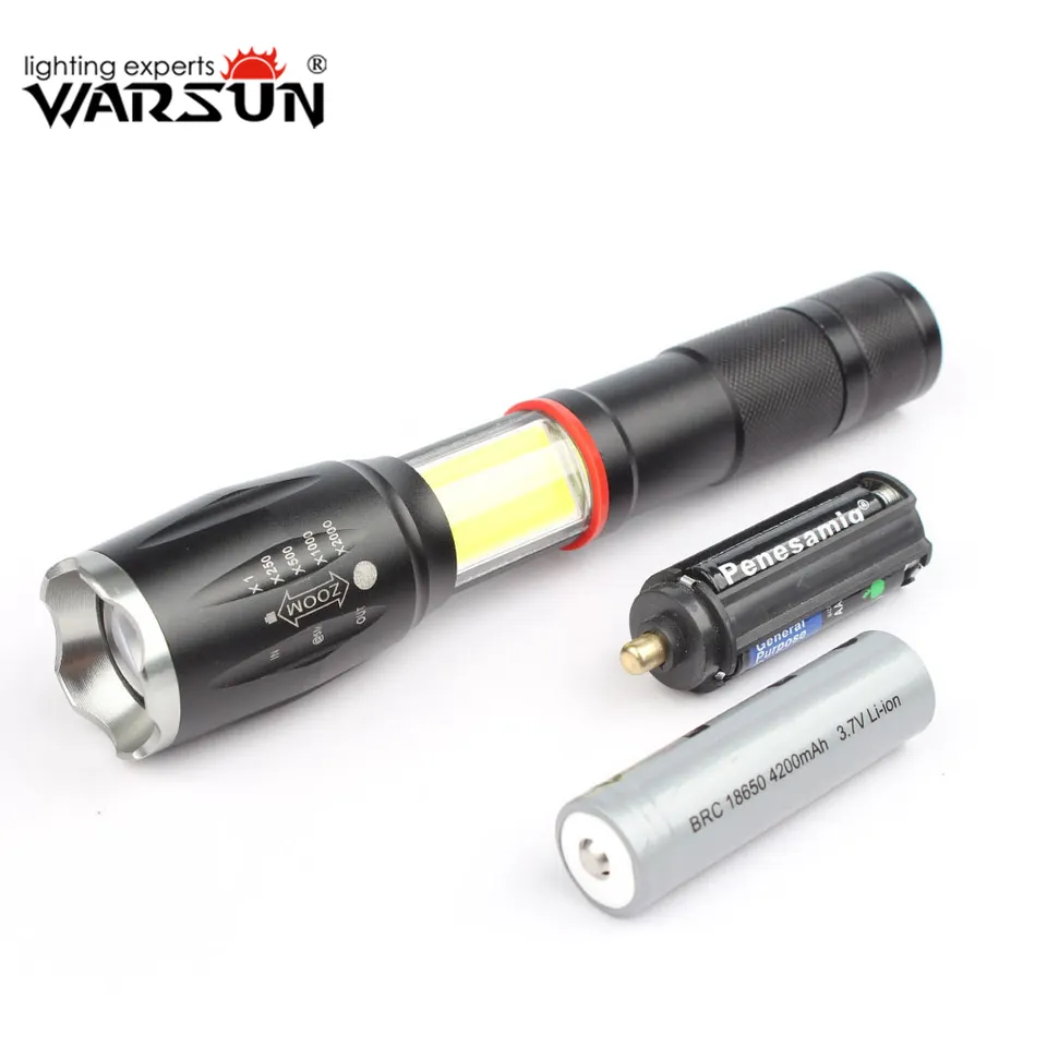 Warsun Outdoor IPX4 500Lm  Long Endurance 8 Hour Zoom Rechargeable Flashlight with Dry Battery Function