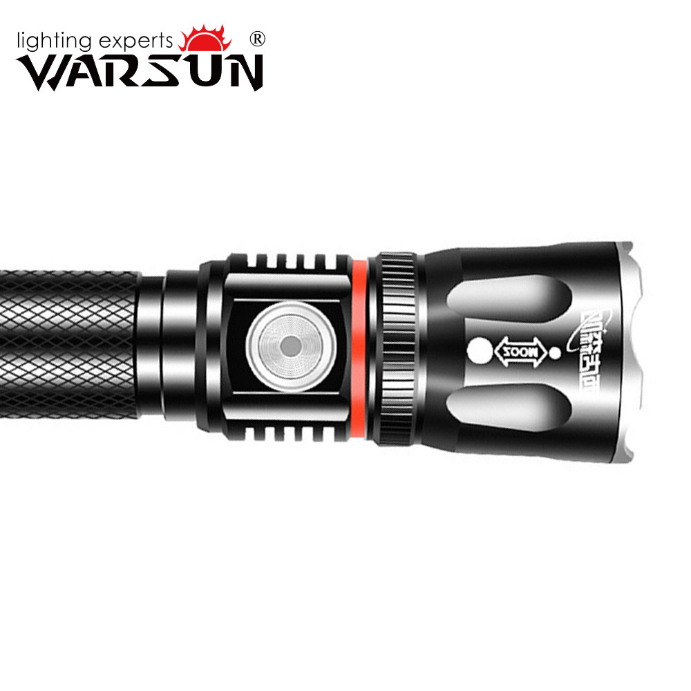 WARSUN 800Lm Camping Multifunctional Aluminium Zoomable LED COB Rechargeable USB Flashlight with Bottom Magnet