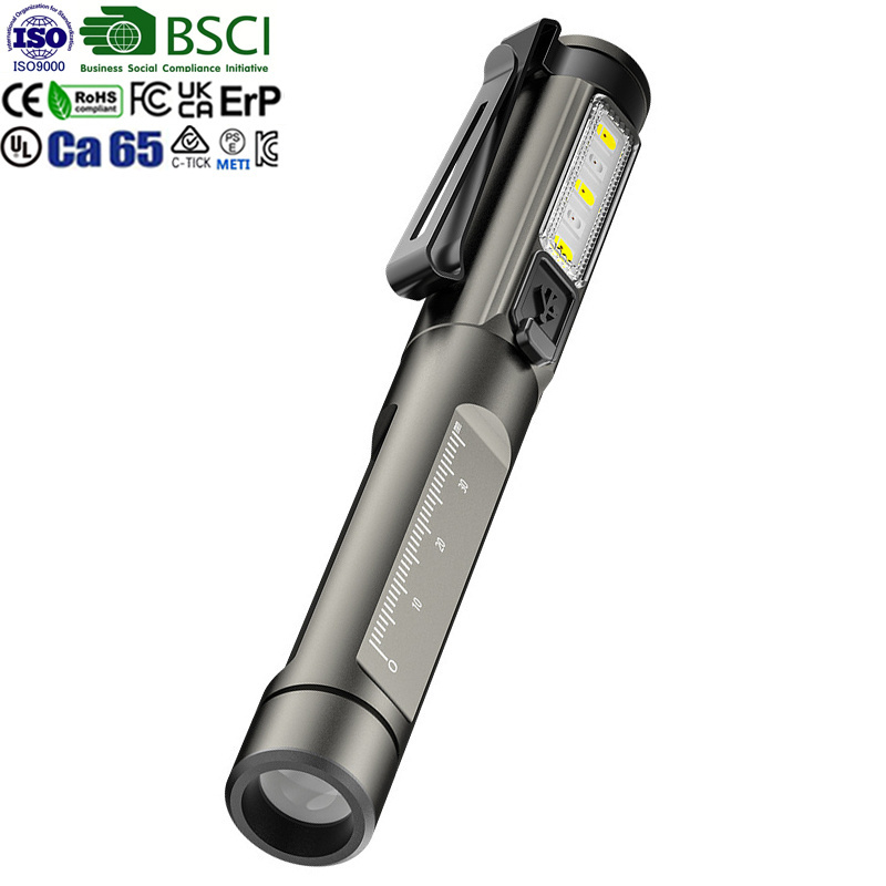 WARSUN DT005 Outdoor 100lm IPX5 waterproof Torch emergency UV double light source doctor clip Rechargeable Pen Flashlight