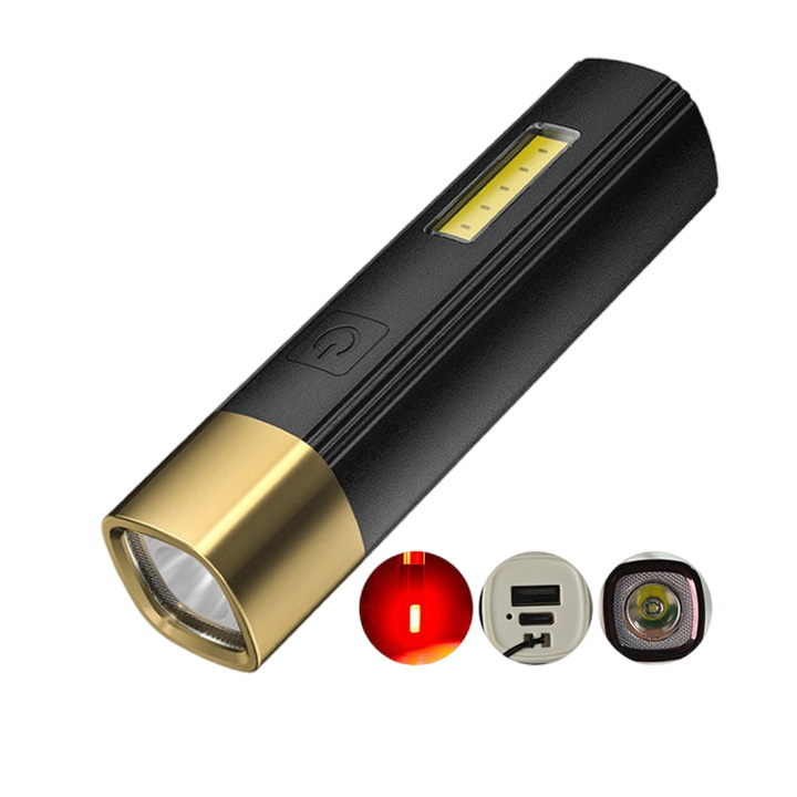 WARSUN Portable plastic Cob Telescopic Power bank Rechargeable Plastic Flashlight Torches 180lm XPE IPX4 LDB