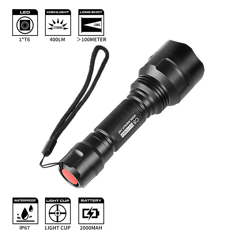 WARSUN Outdoor IPX6 Waterproof Rechargeable and Dry Battery Multifunctional Tactical Flashlight