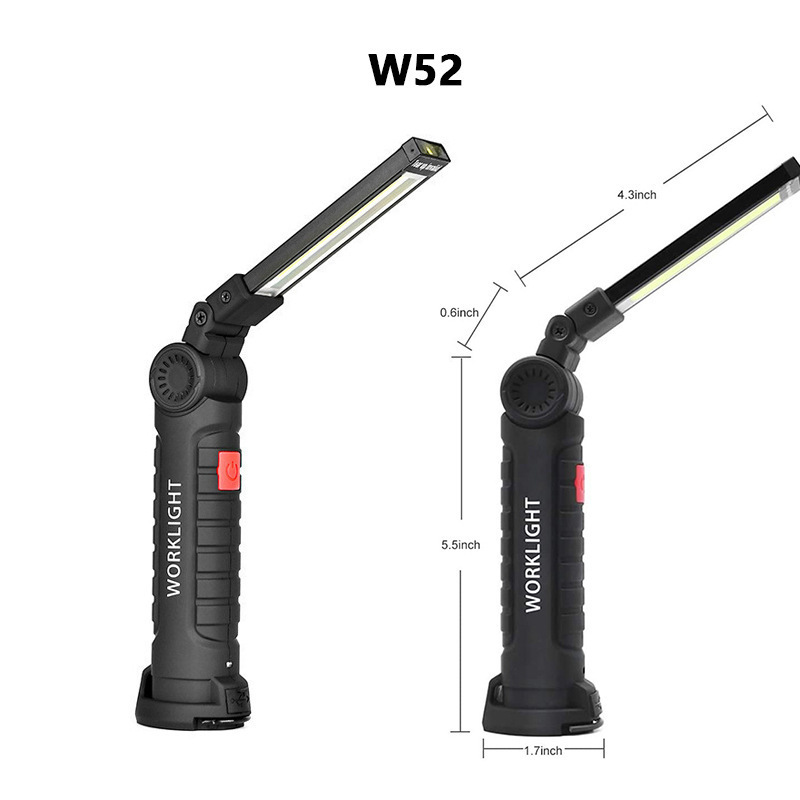 WARSUN Outdoor W52 500Lm ABS Multi-purpose portable COB Foldable IP45 magnetic 2200mAH Rechargeable Work Light With Side Light