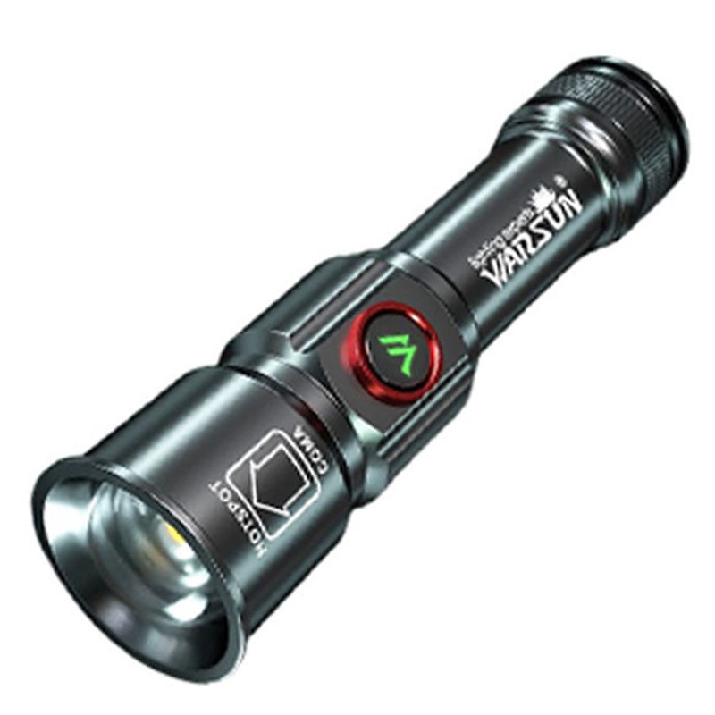 WARSUN X55 6061 Aluminium alloy Outdoor Flashlight 5000 Lumen IPX4 Convex mirror Zoom Removable Battery USB 5V 1A Flashlight