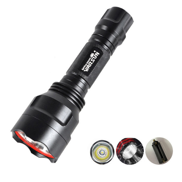 WARSUN Outdoor IPX6 Waterproof Rechargeable and Dry Battery Multifunctional Tactical Flashlight