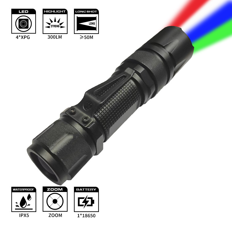 Warsun Aluminium Alloy LED Flashlight Rechargeable USB Torch RGB Flashlights Torches for Emergency