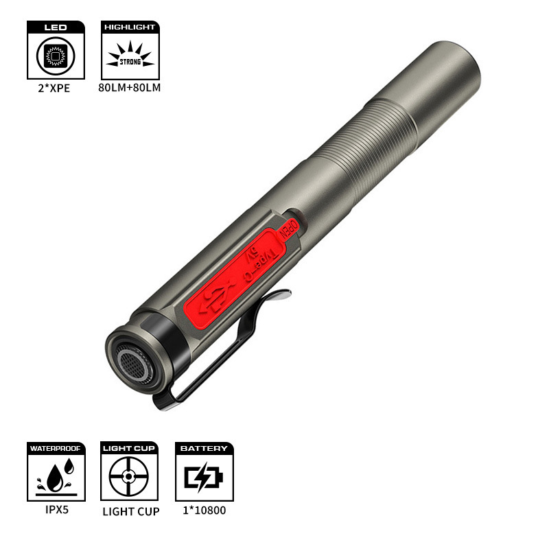 WARSUN DT004 Outdoor Camping Multifunctional LED Light Pen Dual light source Rechargeable Type-C Medical Pen with Led Light