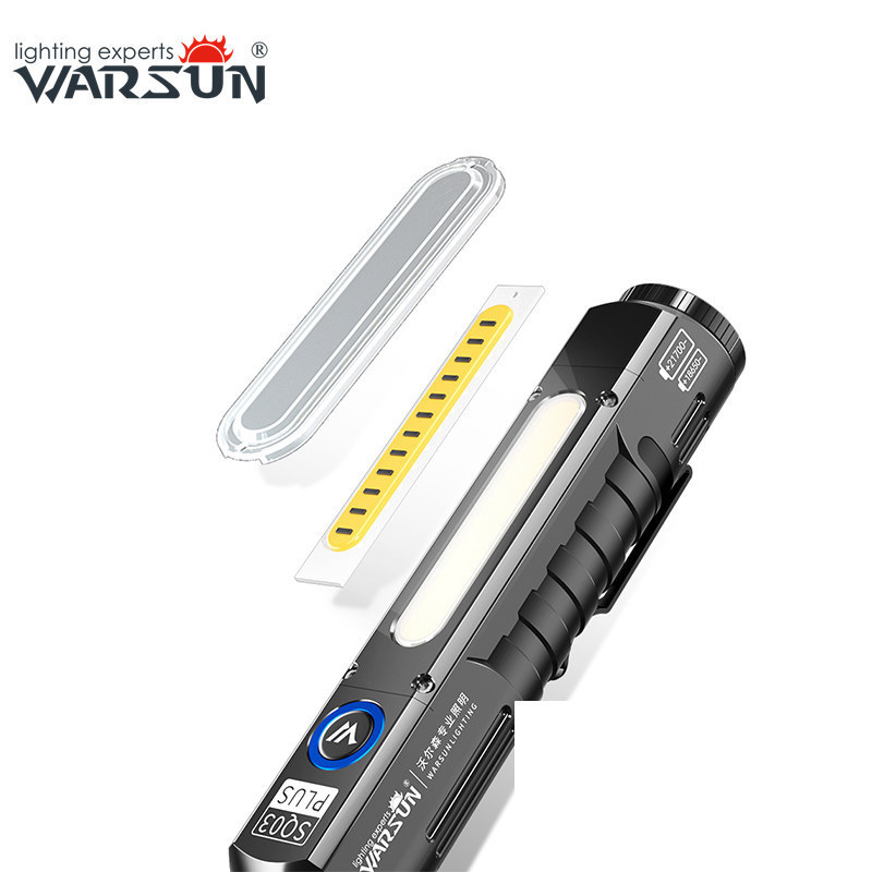 Warsun SQ03 RTS Multi-purpose tool COB high 2000lumen torch IP56 waterproof Magnetic Portable Carry clip Rechargeable Flashlight