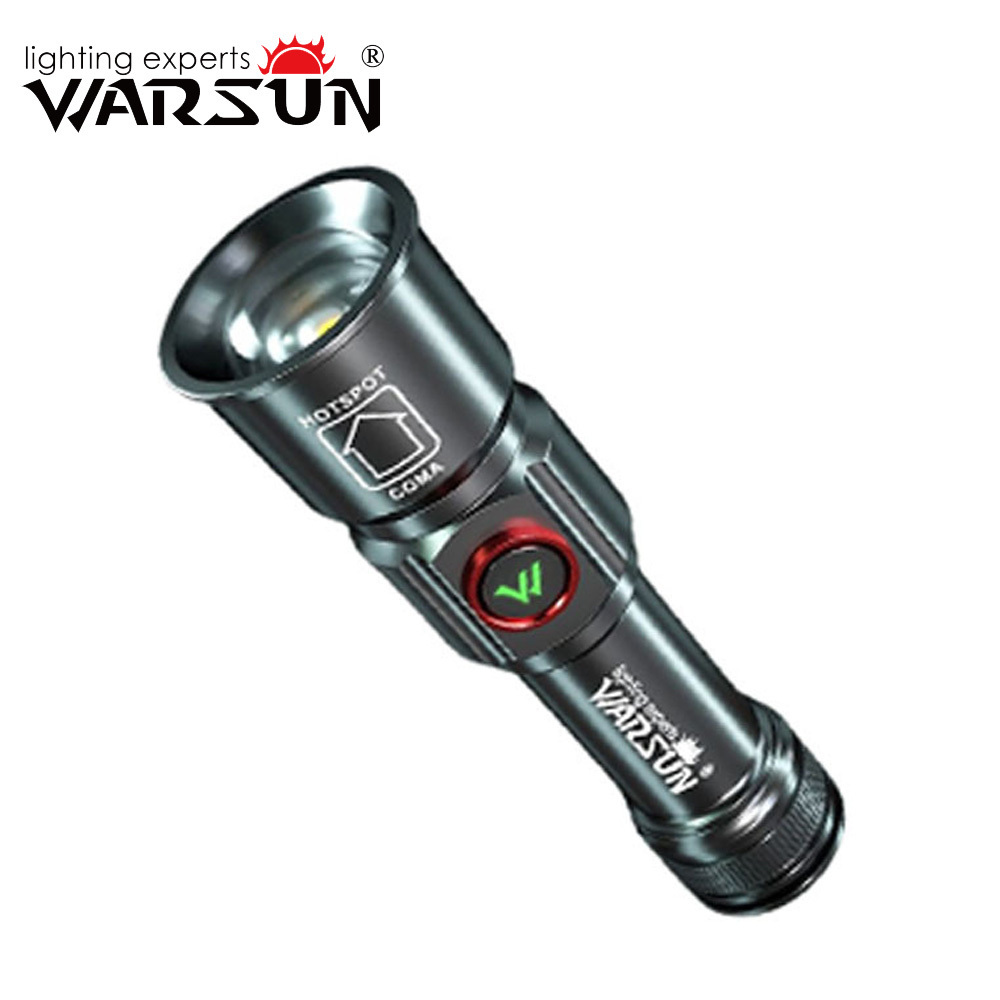 WARSUN X55 6061 Aluminium alloy Outdoor Flashlight 5000 Lumen IPX4 Convex mirror Zoom Removable Battery USB 5V 1A Flashlight