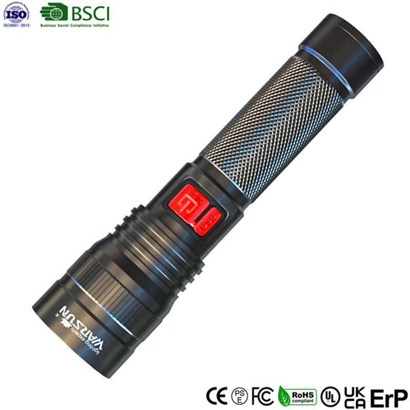 WARSUN Outdoor A50 600Lm IPX5 High Power 8Watt LED Torch Heavy Duty Outdoor Torch Zoom Flashlight led With Type-C Fast Charing